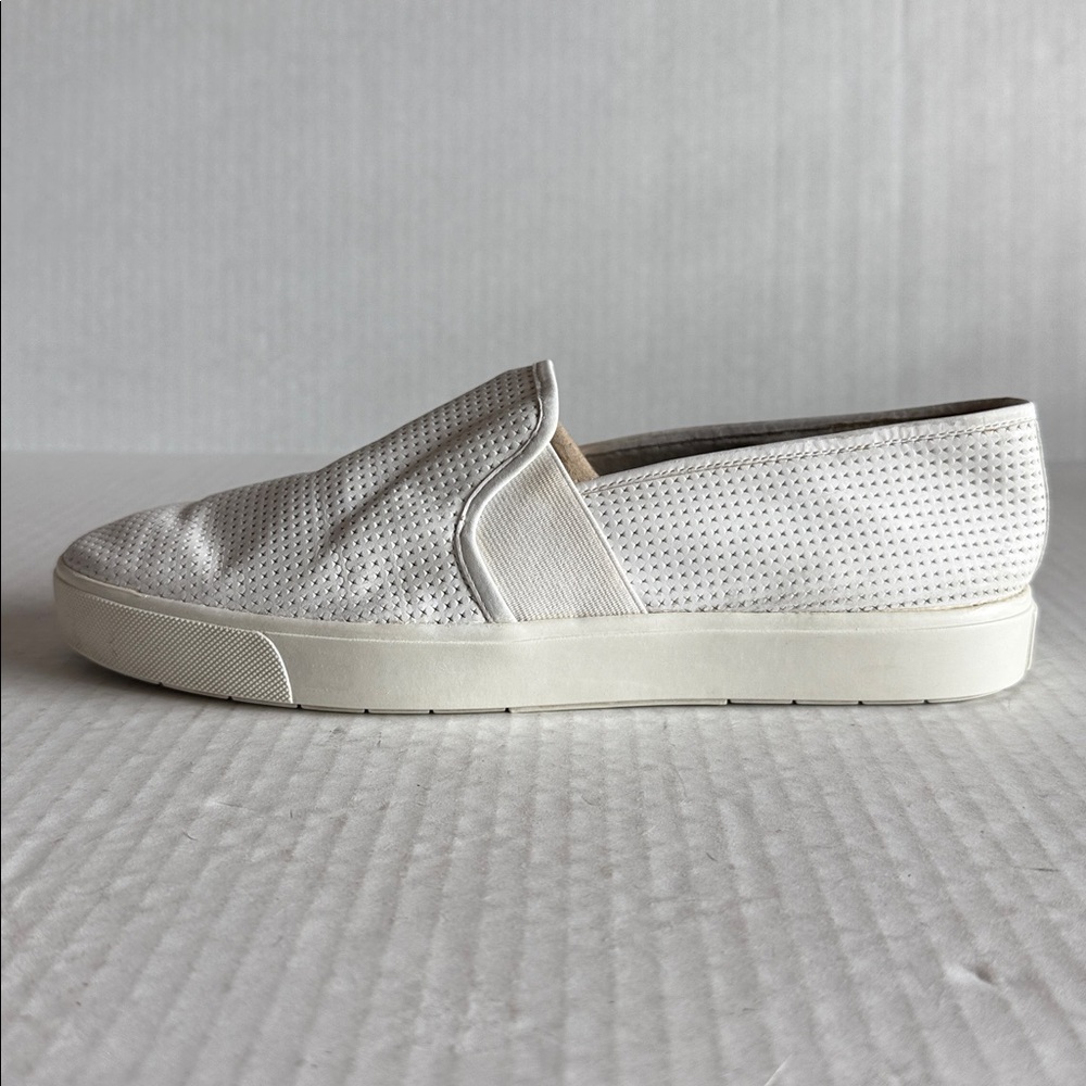 Vince Blair Perforated Leather Slip On Sneakers In White - Picture 4 of 13